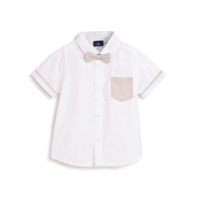 Boys White Solid Short Sleeve Shirt